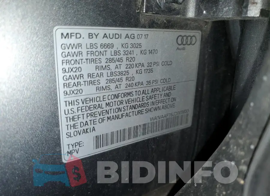 WA1VAAF75JD005633 Photo# 14