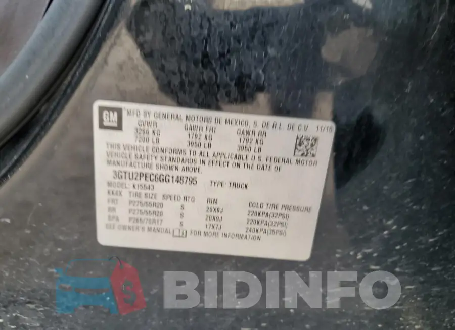 3GTU2PEC6GG148795 Photo# 12