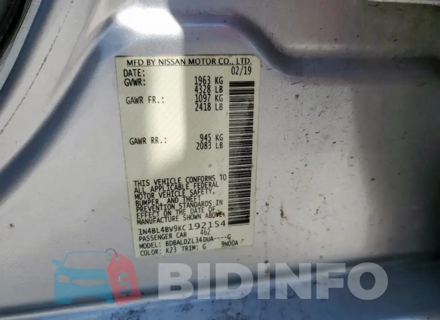 1N4BL4BV9KC192154 Photo# 12
