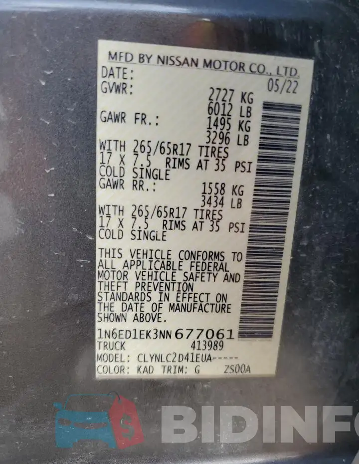 1N6ED1EK3NN677061 Photo# 12