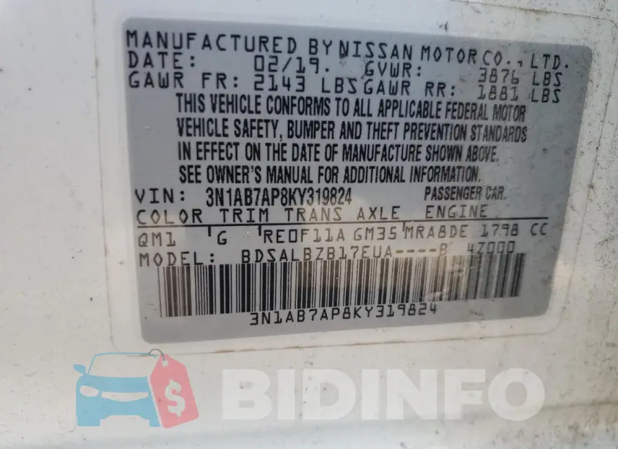 3N1AB7AP8KY319824 Photo# 12