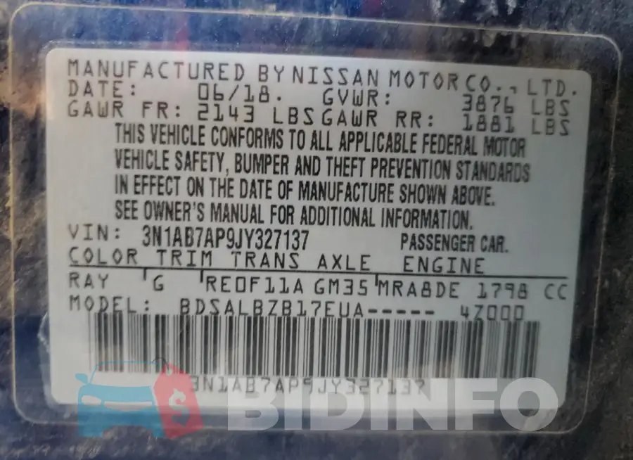 3N1AB7AP9JY327137 Photo# 12