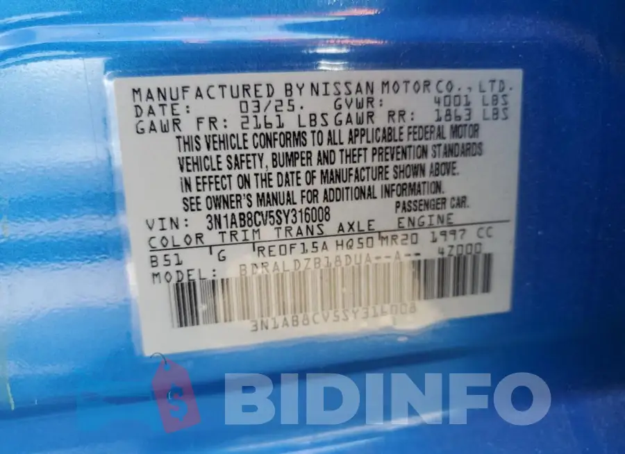 3N1AB8CV5SY316008 Photo# 12