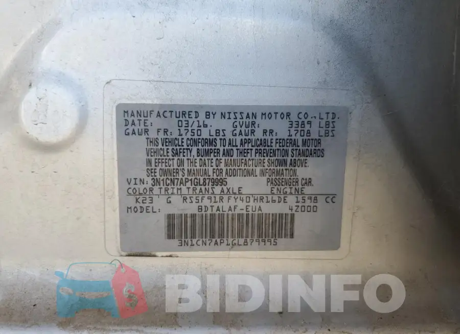 3N1CN7AP1GL879995 Photo# 12
