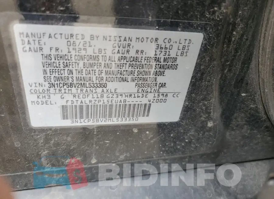 3N1CP5BV2ML533350 Photo# 12