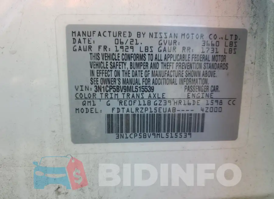 3N1CP5BV9ML515539 Photo# 13