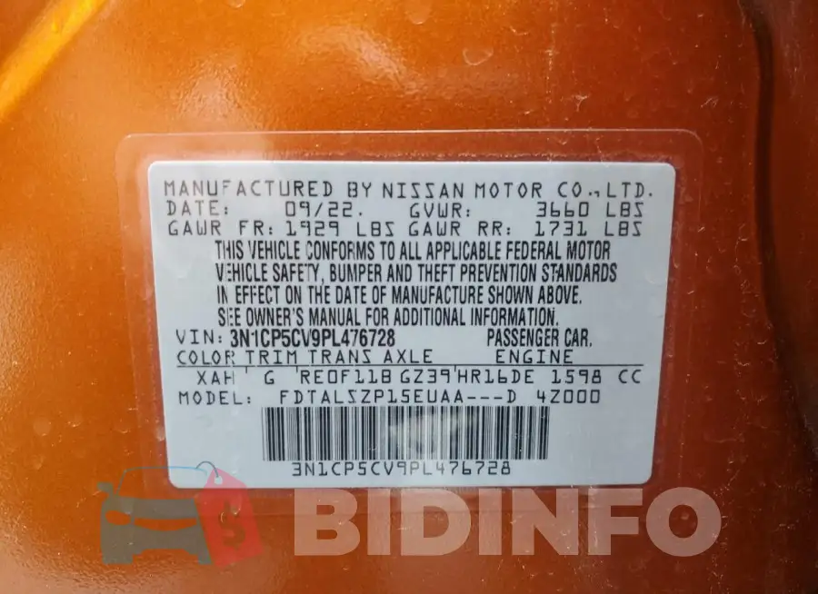 3N1CP5CV9PL476728 Photo# 13