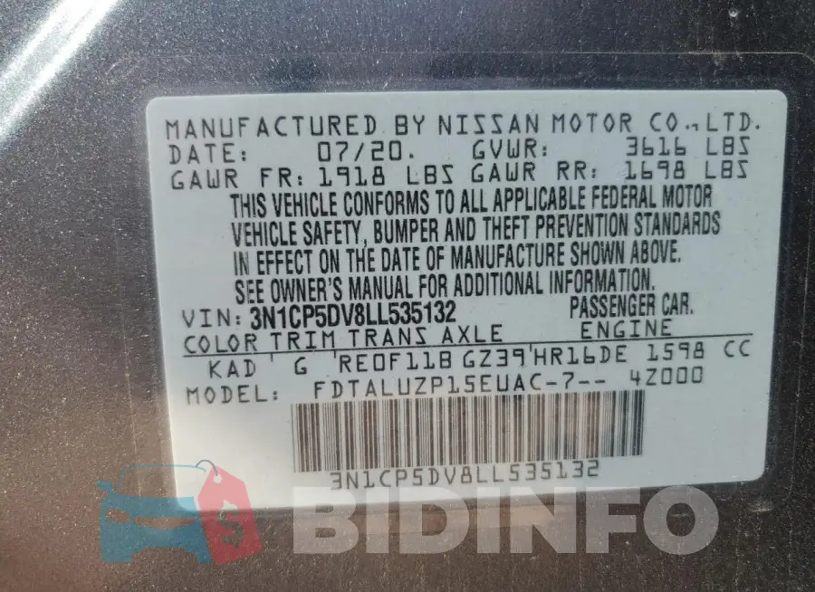 3N1CP5DV8LL535132 Photo# 13