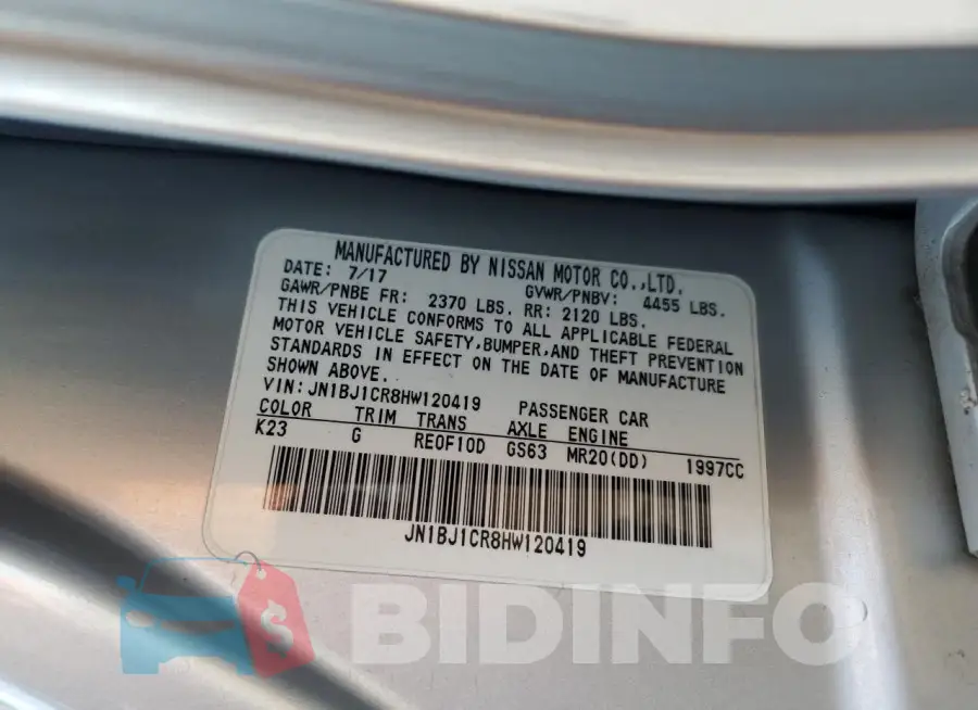 JN1BJ1CR8HW120419 Photo# 13