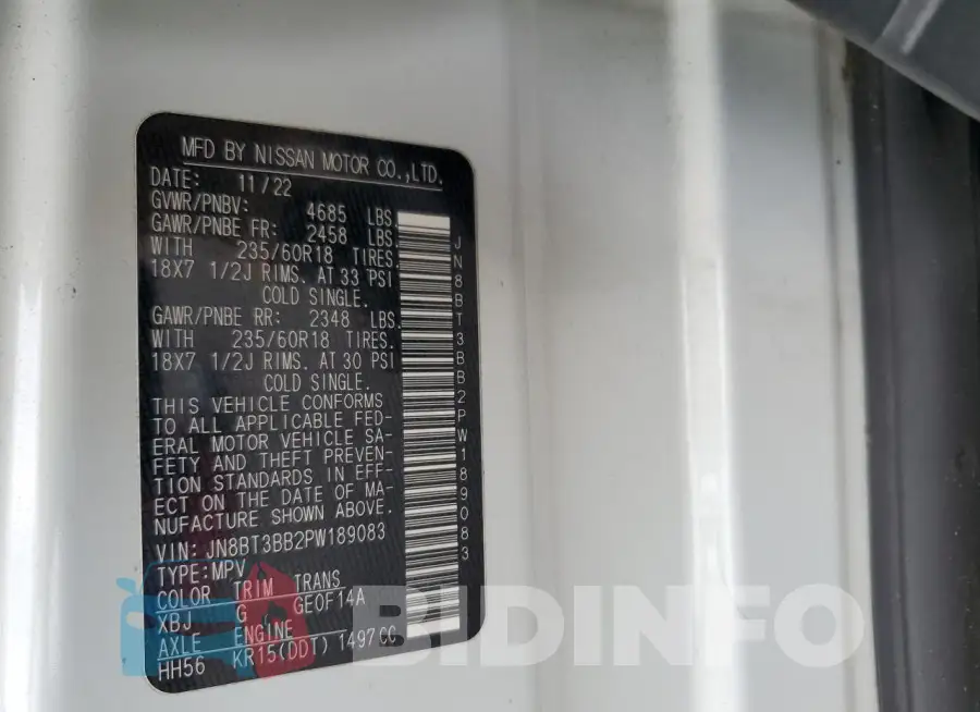 JN8BT3BB2PW189083 Photo# 13