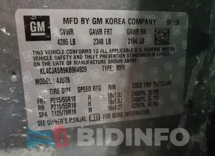 KL4CJASB9KB904929 Photo# 13