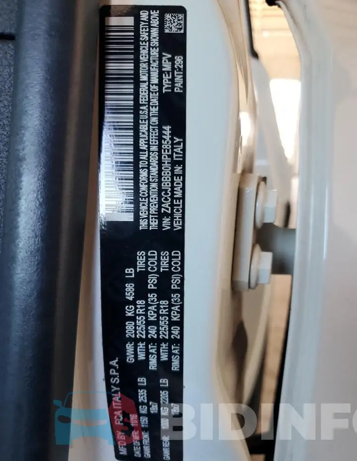 ZACCJBBB0HPE85444 Photo# 12