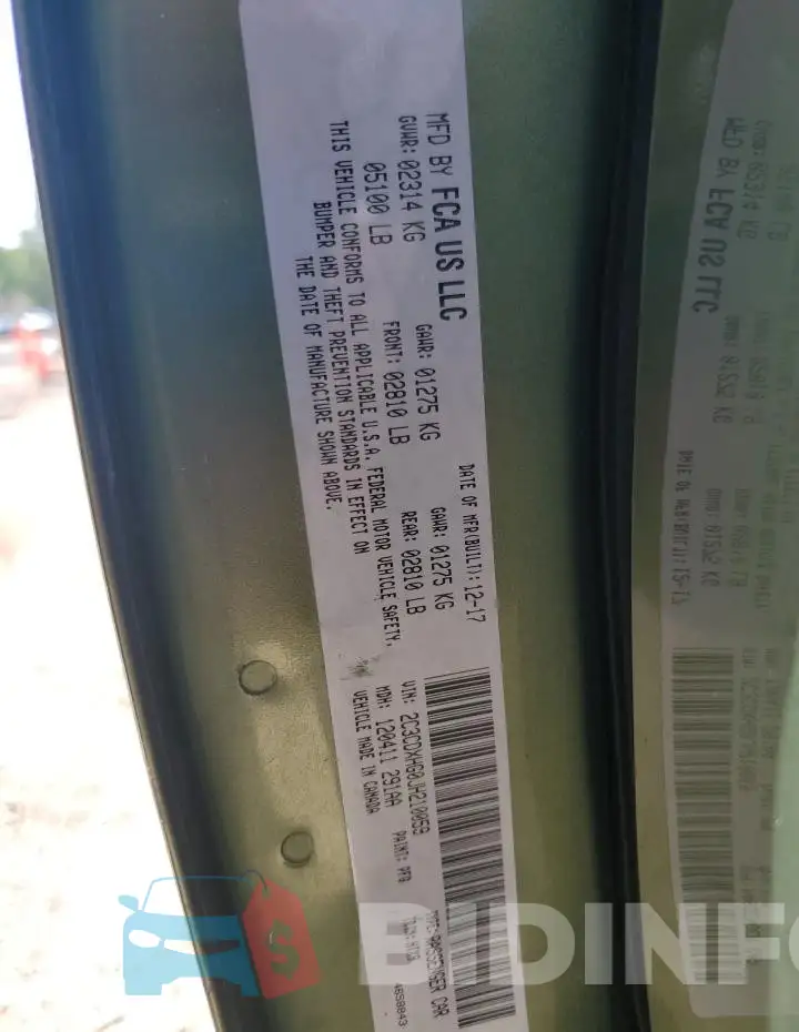 2C3CDXHG0JH210059 Photo# 13
