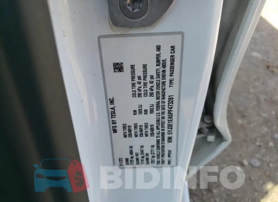 5YJ3E1EA5PF473281 Photo# 12