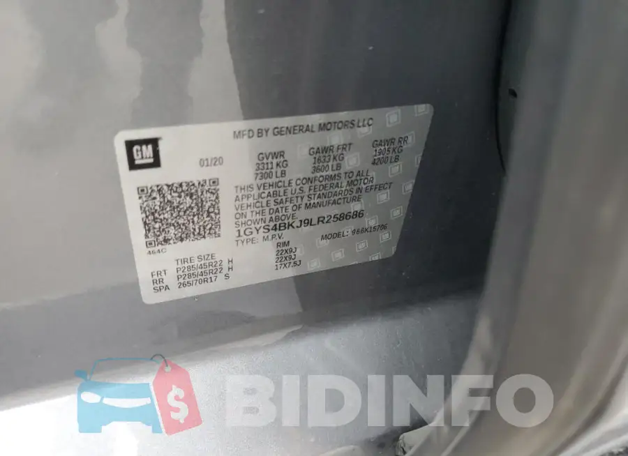 1GYS4BKJ9LR258686 Photo# 13