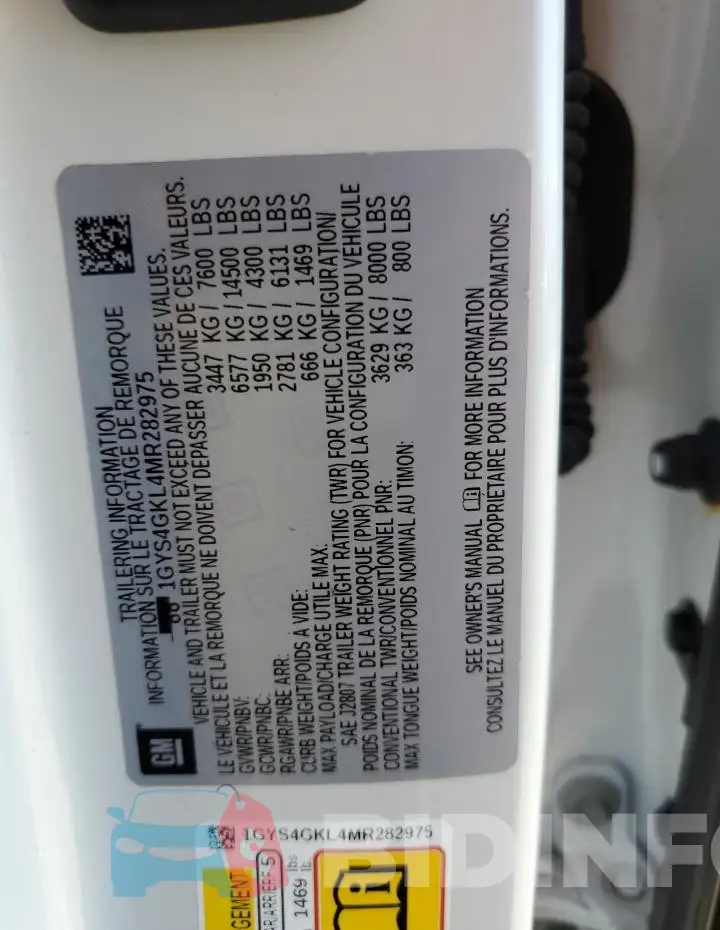 1GYS4GKL4MR282975 Photo# 13