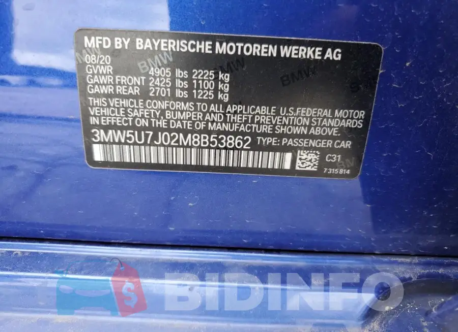 3MW5U7J02M8B53862 Photo# 13