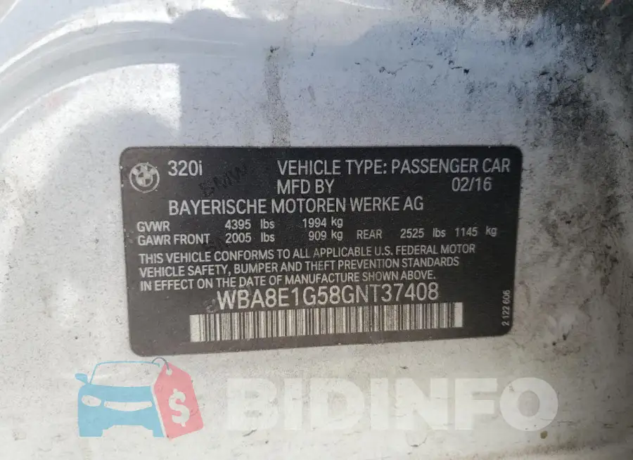 WBA8E1G58GNT37408 Photo# 12