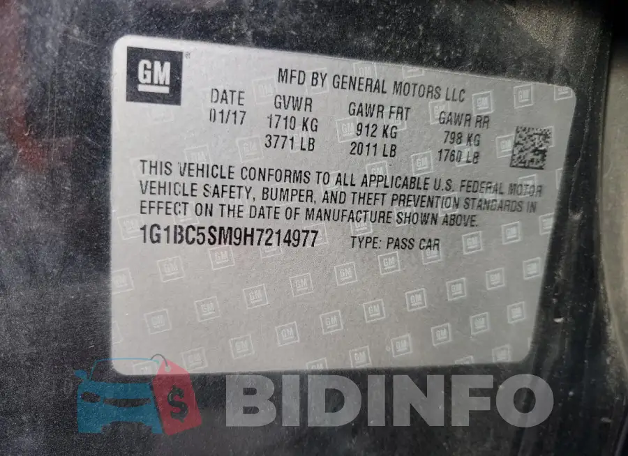 1G1BC5SM9H7214977 Photo# 13