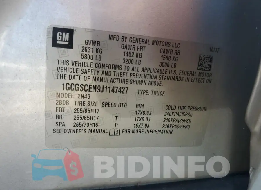 1GCGSCEN9J1147427 Photo# 12
