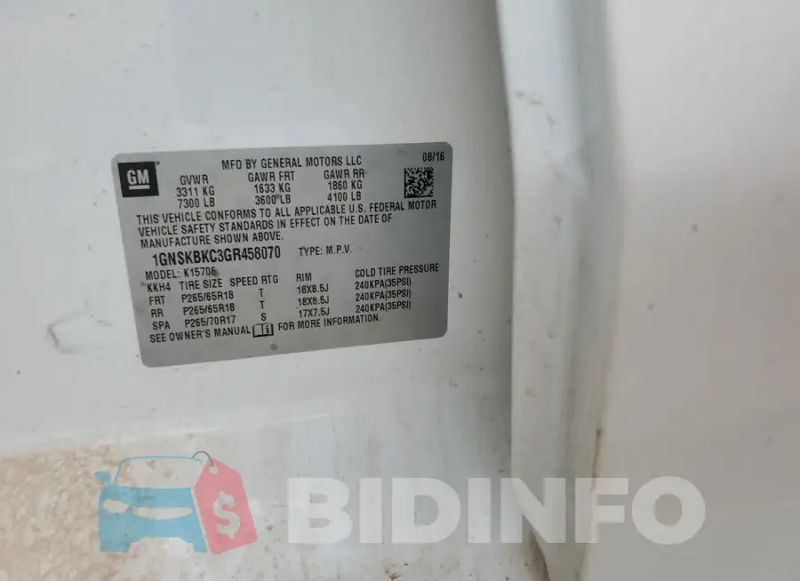 1GNSKBKC3GR458070 Photo# 13