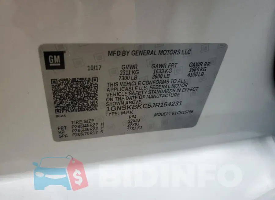 1GNSKBKC5JR154231 Photo# 13