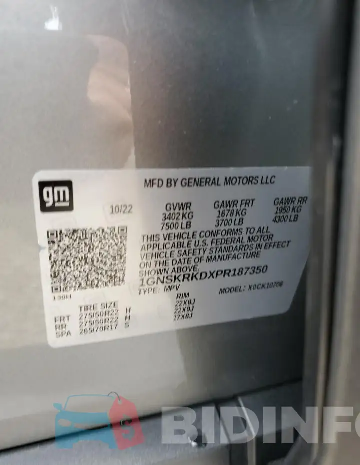 1GNSKRKDXPR187350 Photo# 13