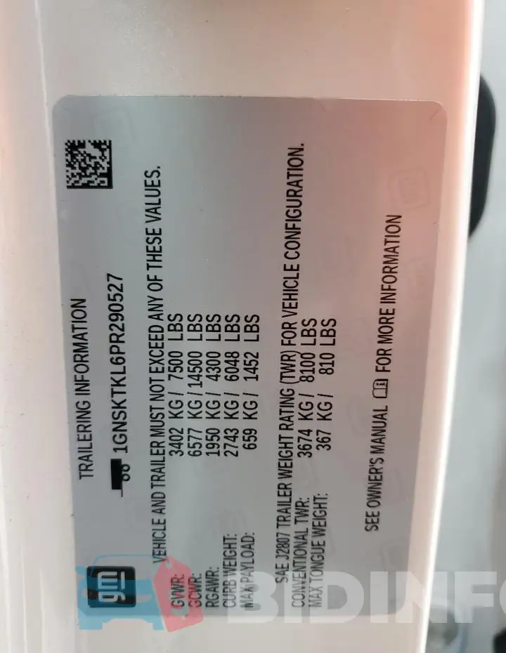 1GNSKTKL6PR290527 Photo# 13