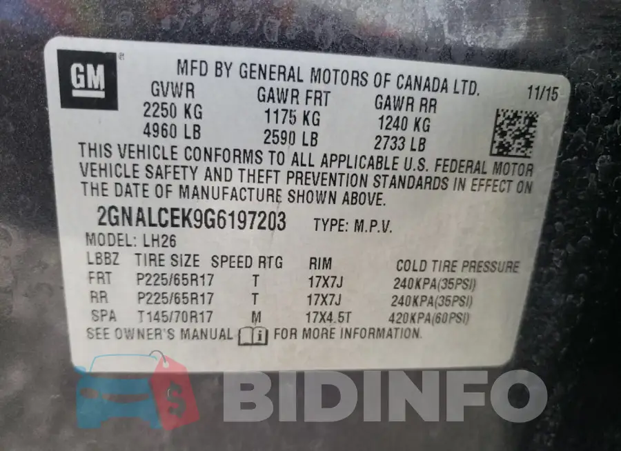2GNALCEK9G6197203 Photo# 13