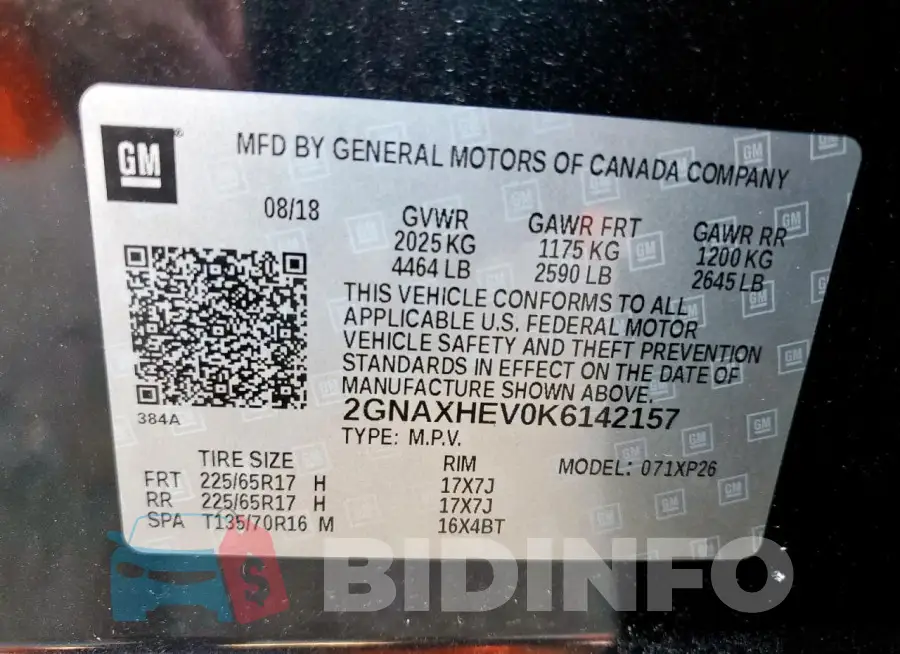 2GNAXHEV0K6142157 Photo# 13