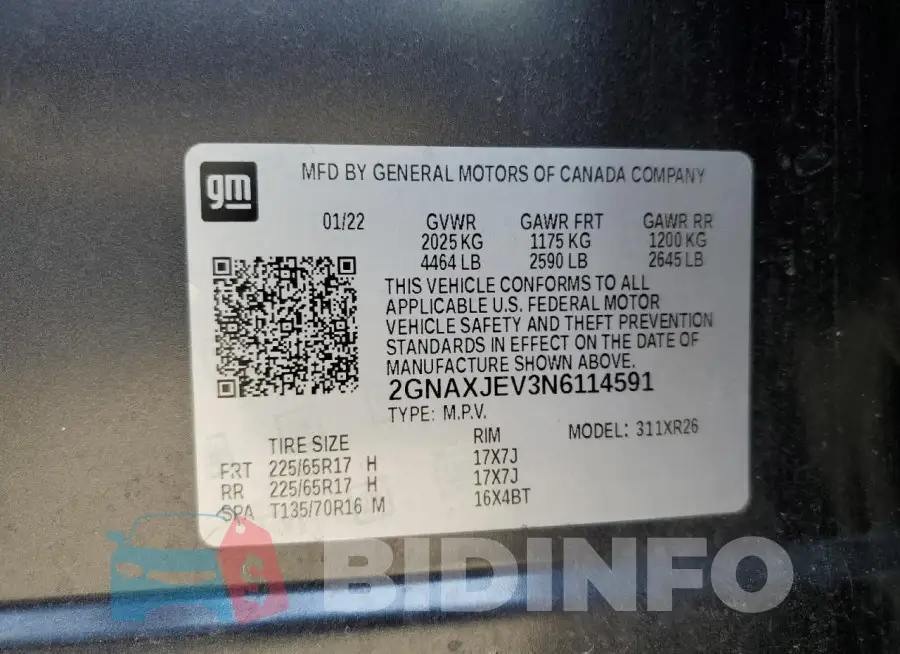 2GNAXJEV3N6114591 Photo# 13