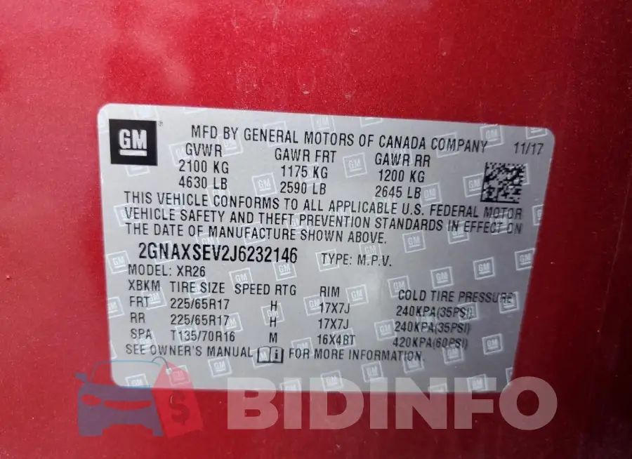 2GNAXSEV2J6232146 Photo# 14