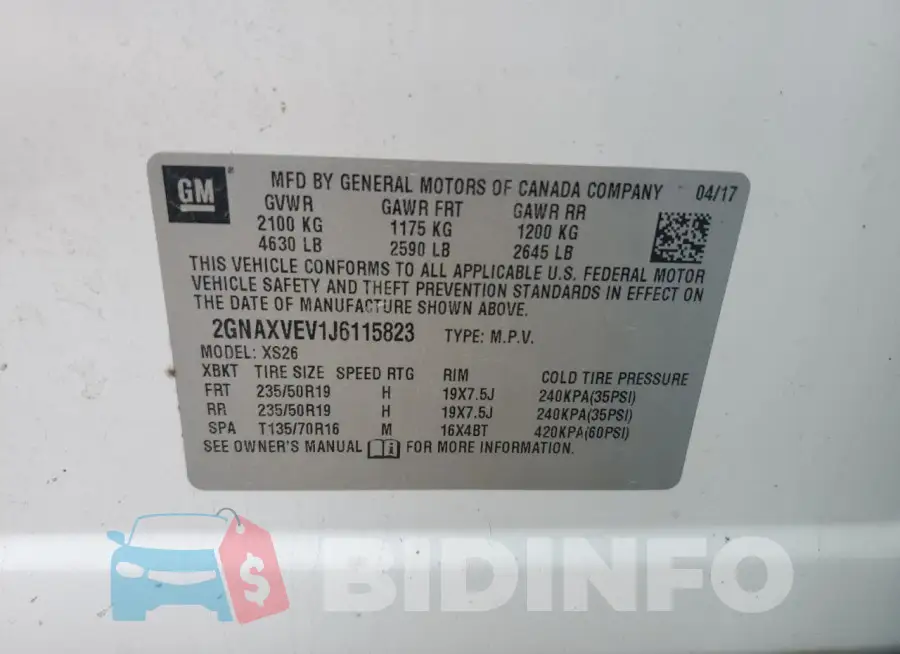 2GNAXVEV1J6115823 Photo# 12