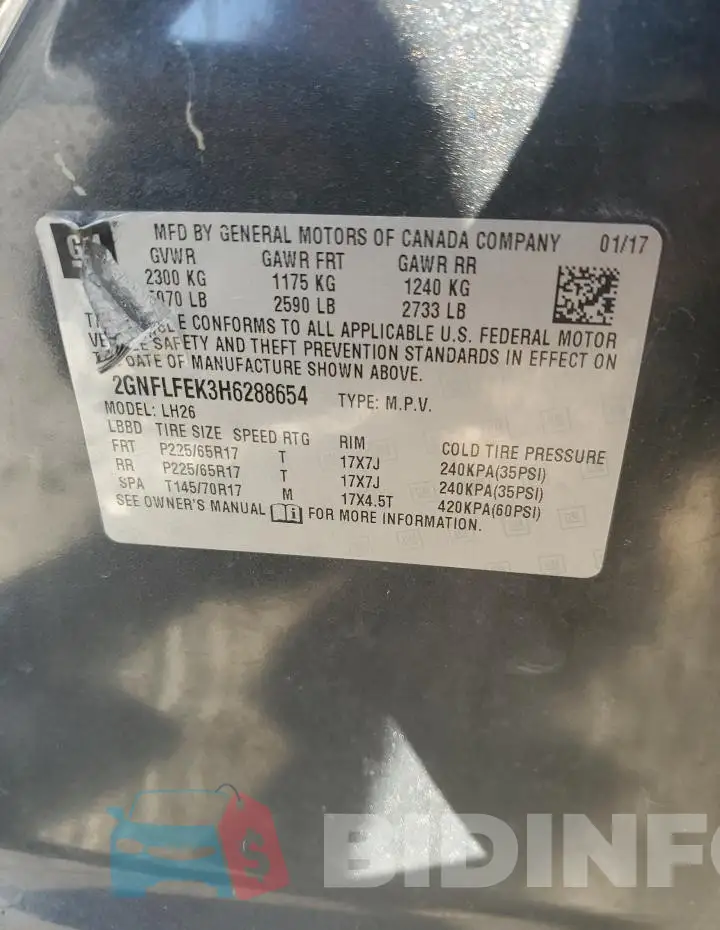 2GNFLFEK3H6288654 Photo# 13