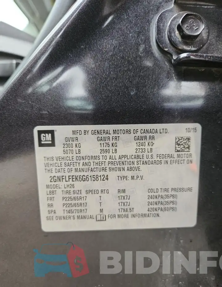 2GNFLFEK6G6158124 Photo# 13