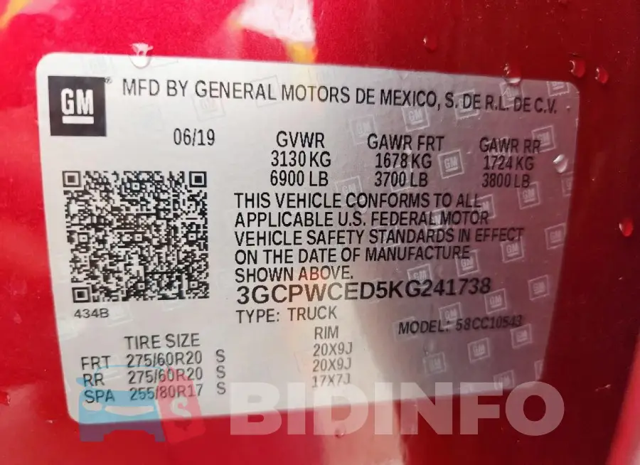 3GCPWCED5KG241738 Photo# 13