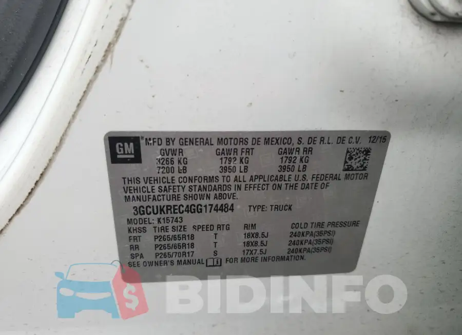 3GCUKREC4GG174484 Photo# 12