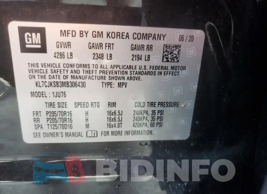 KL7CJKSB3MB306430 Photo# 14