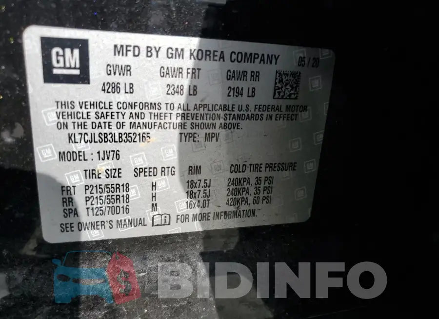 KL7CJLSB3LB352165 Photo# 13