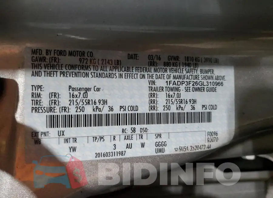 1FADP3F26GL310966 Photo# 12