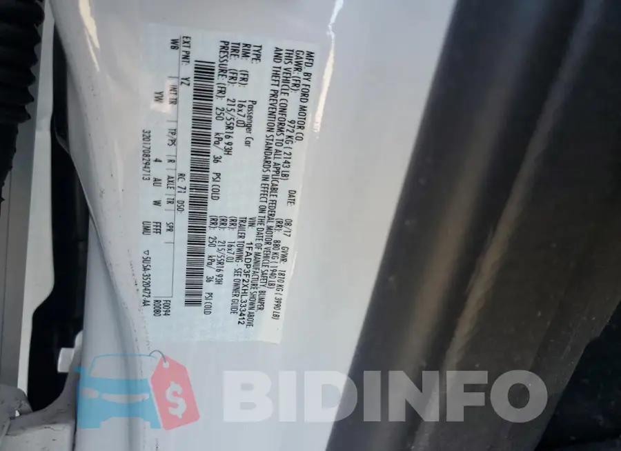 1FADP3F2XHL333412 Photo# 12