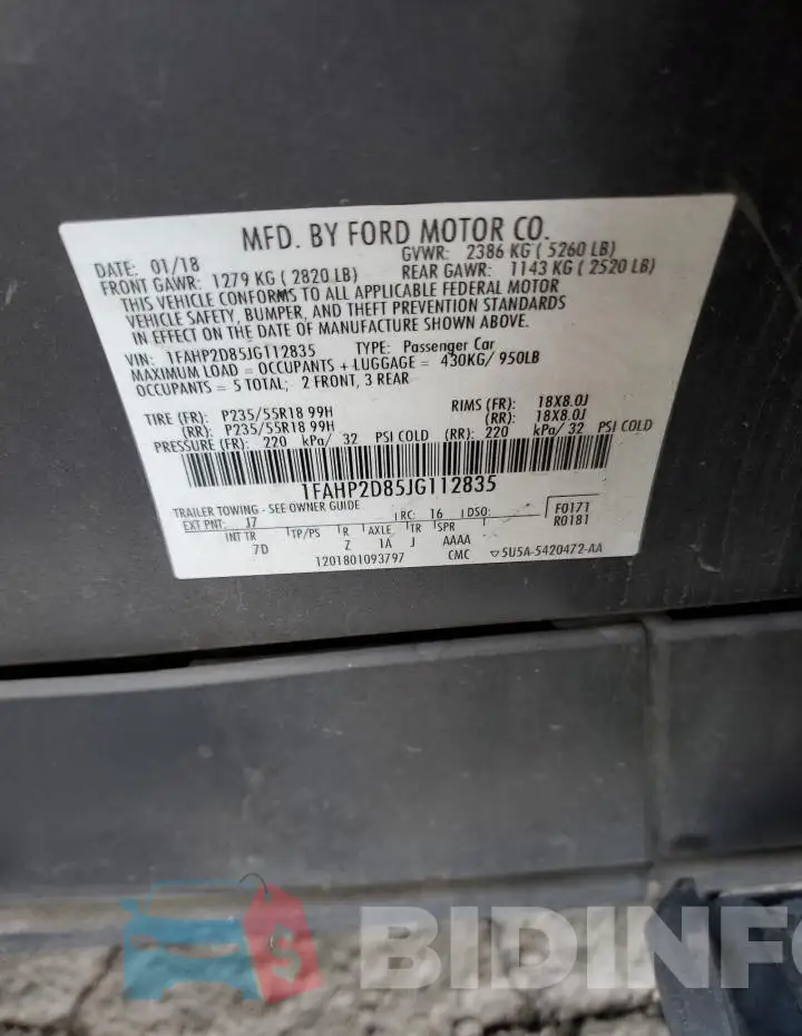 1FAHP2D85JG112835 Photo# 12