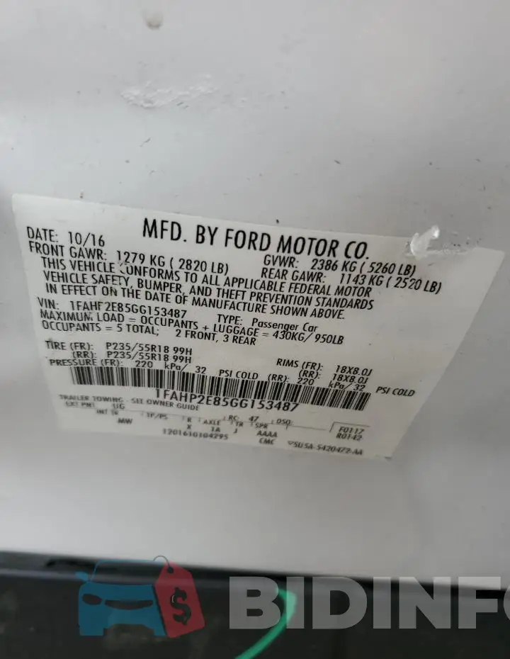 1FAHP2E85GG153487 Photo# 12