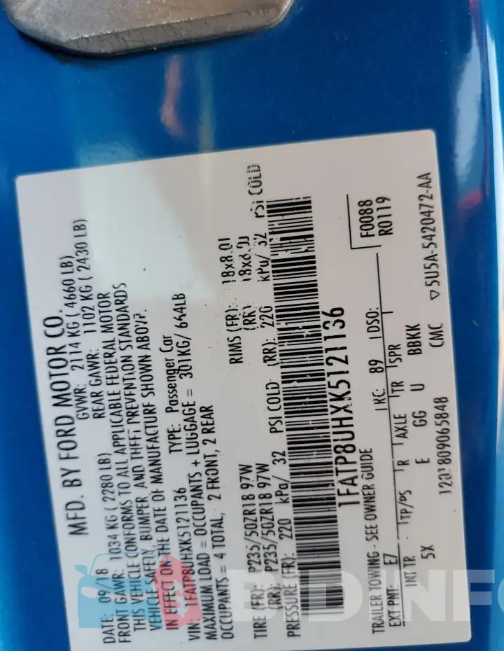 1FATP8UHXK5121136 Photo# 12