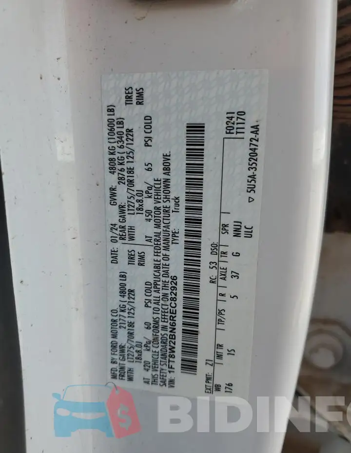1FT8W2BN6REC82926 Photo# 12
