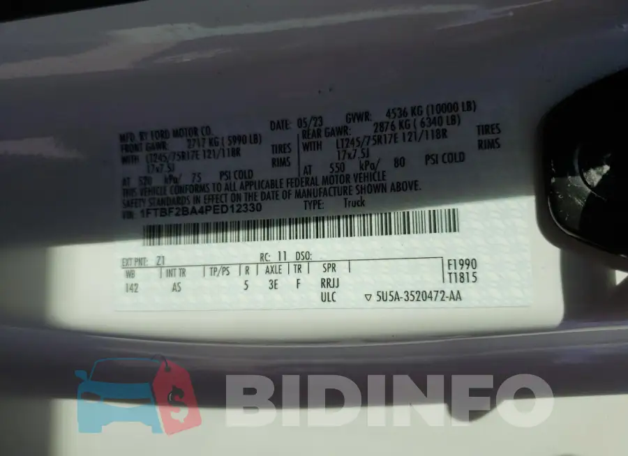 1FTBF2BA4PED12330 Photo# 13