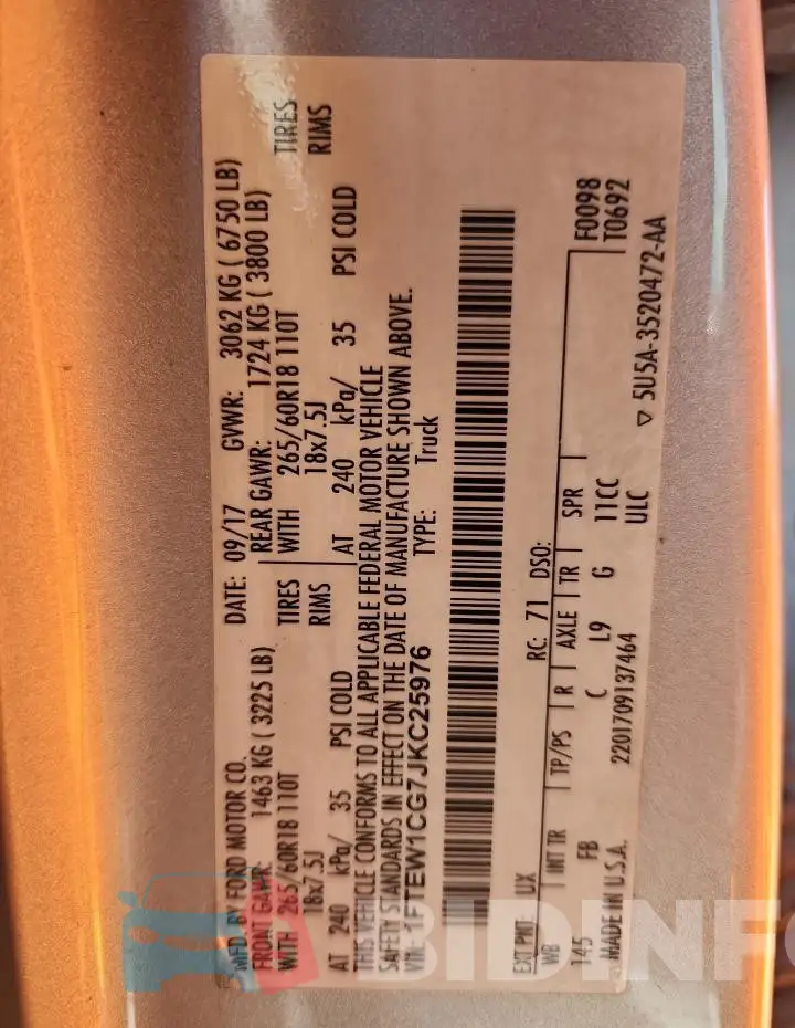 1FTEW1CG7JKC25976 Photo# 12