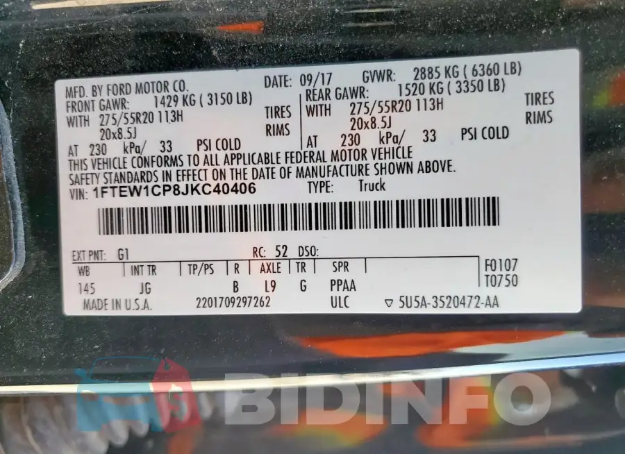 1FTEW1CP8JKC40406 Photo# 12