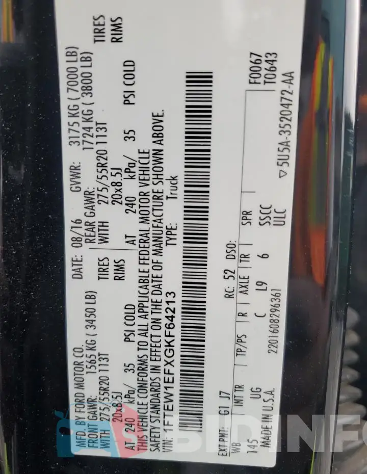 1FTEW1EFXGKF64213 Photo# 12