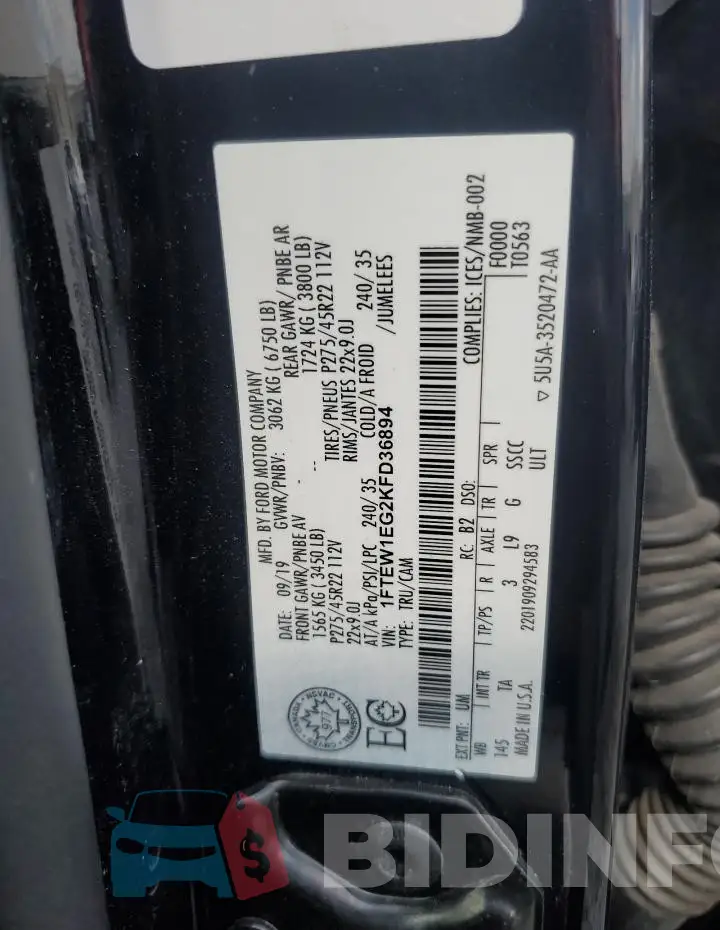 1FTEW1EG2KFD36894 Photo# 12